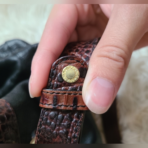 Brahmin Vintage Black & Brown Croc & Tuscan Leather Shoulder Bag - Picture 15 of 16